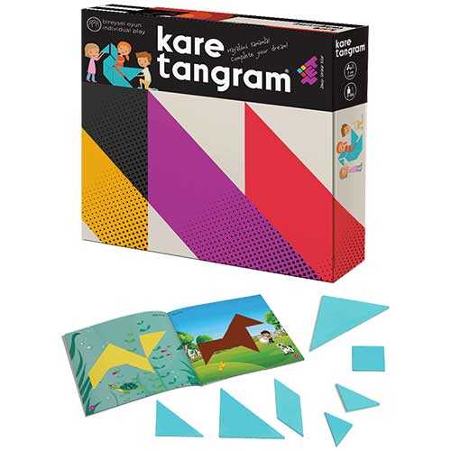 KARE TANGRAM Zeka Oyunu (7 Parça 36 Farklı Şekil) 3+ Yaş 1+ Oyuncu